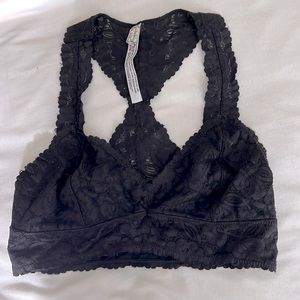 Free people Black racerback lace bralette